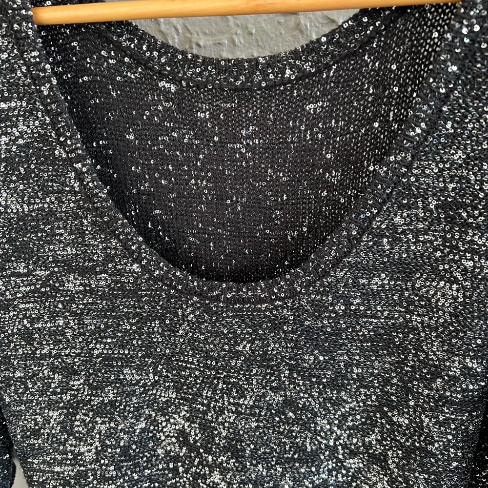 Reba Black and Silver 3/4 Sleeve Midi Sweater Dress - Picture 3 of 8